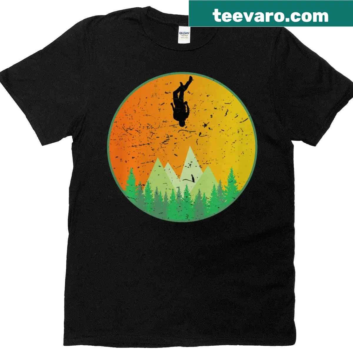 Bold shirt featuring parachute jump logo for adventure seekers — on a men's t-shirt