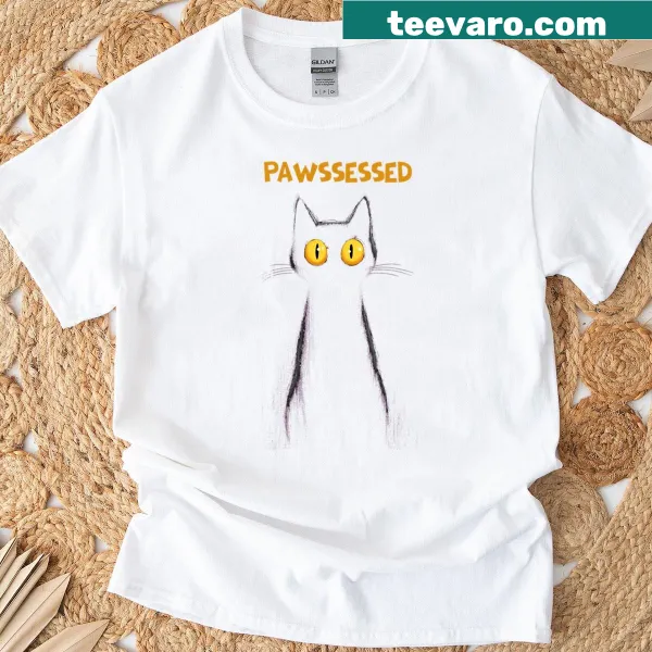 Minimalist Halloween cat pun shirt with spooky ghost graphic
