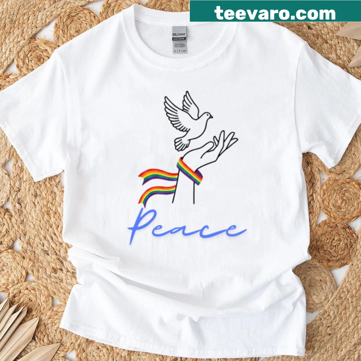 Inspirational dove graphic T-shirt symbolizing peace — on a men's t-shirt