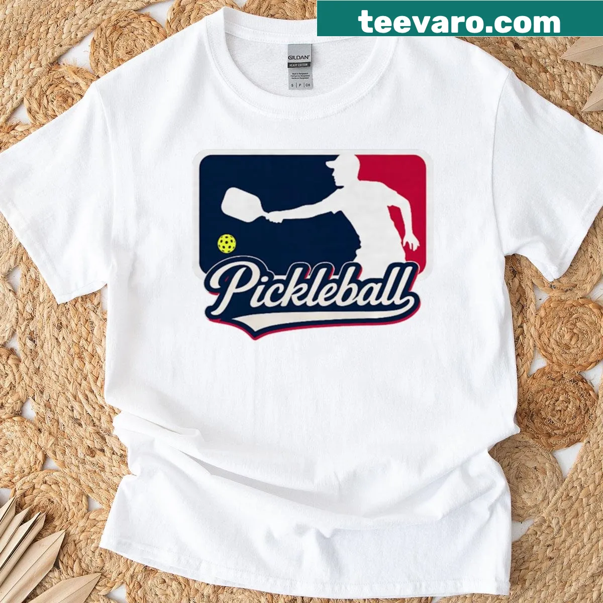 Retro league badge graphic T-shirt for pickleball lovers — on a men's t-shirt