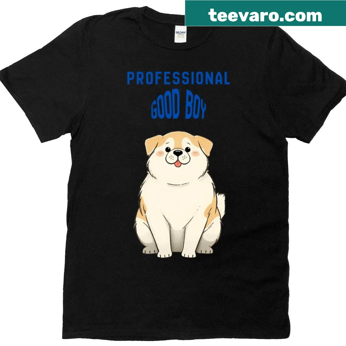 Cute t-shirt illustrating a 'Professional Good Boy' dog — on a men's t-shirt