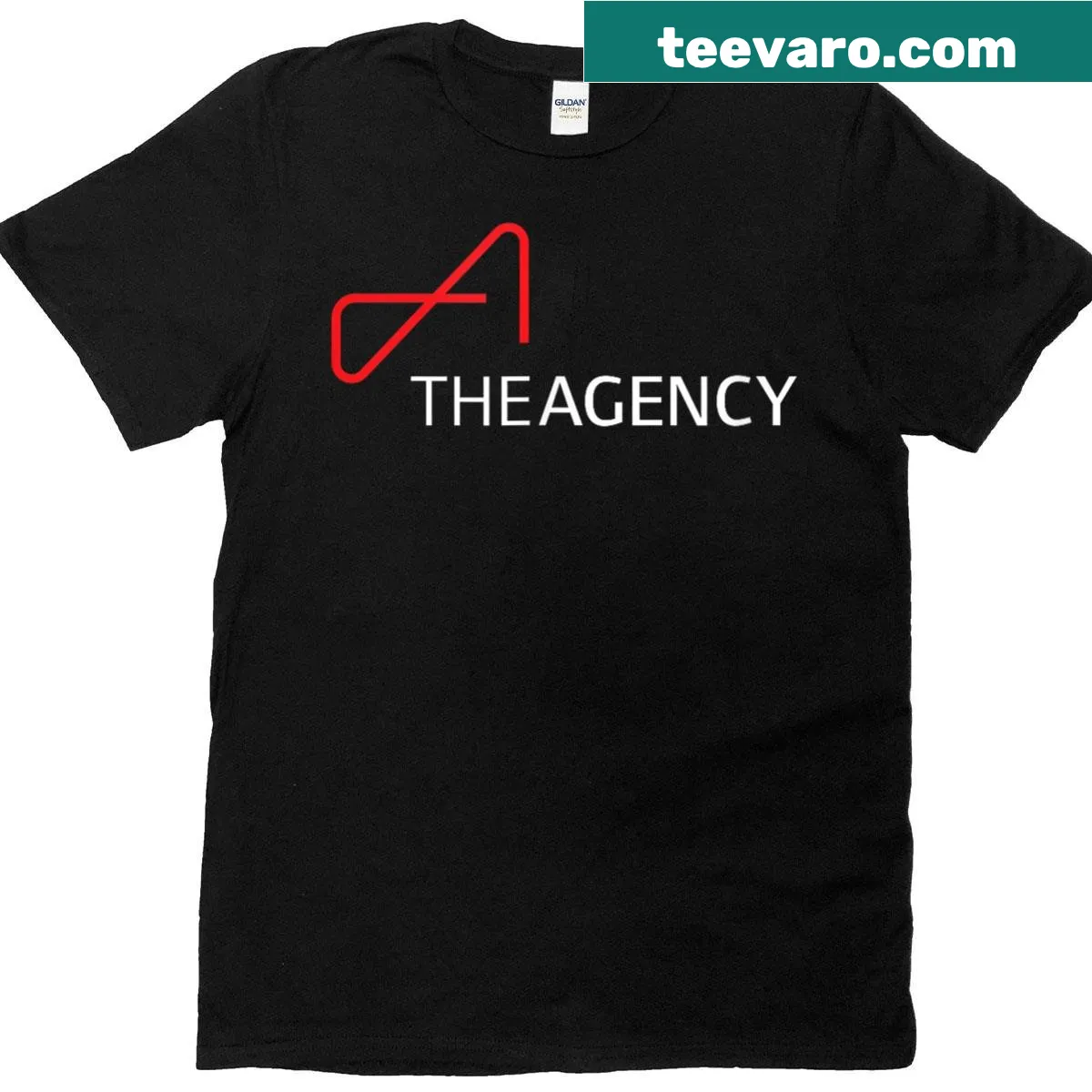 Minimal logo T-shirt featuring a red and white design — on a men's t-shirt