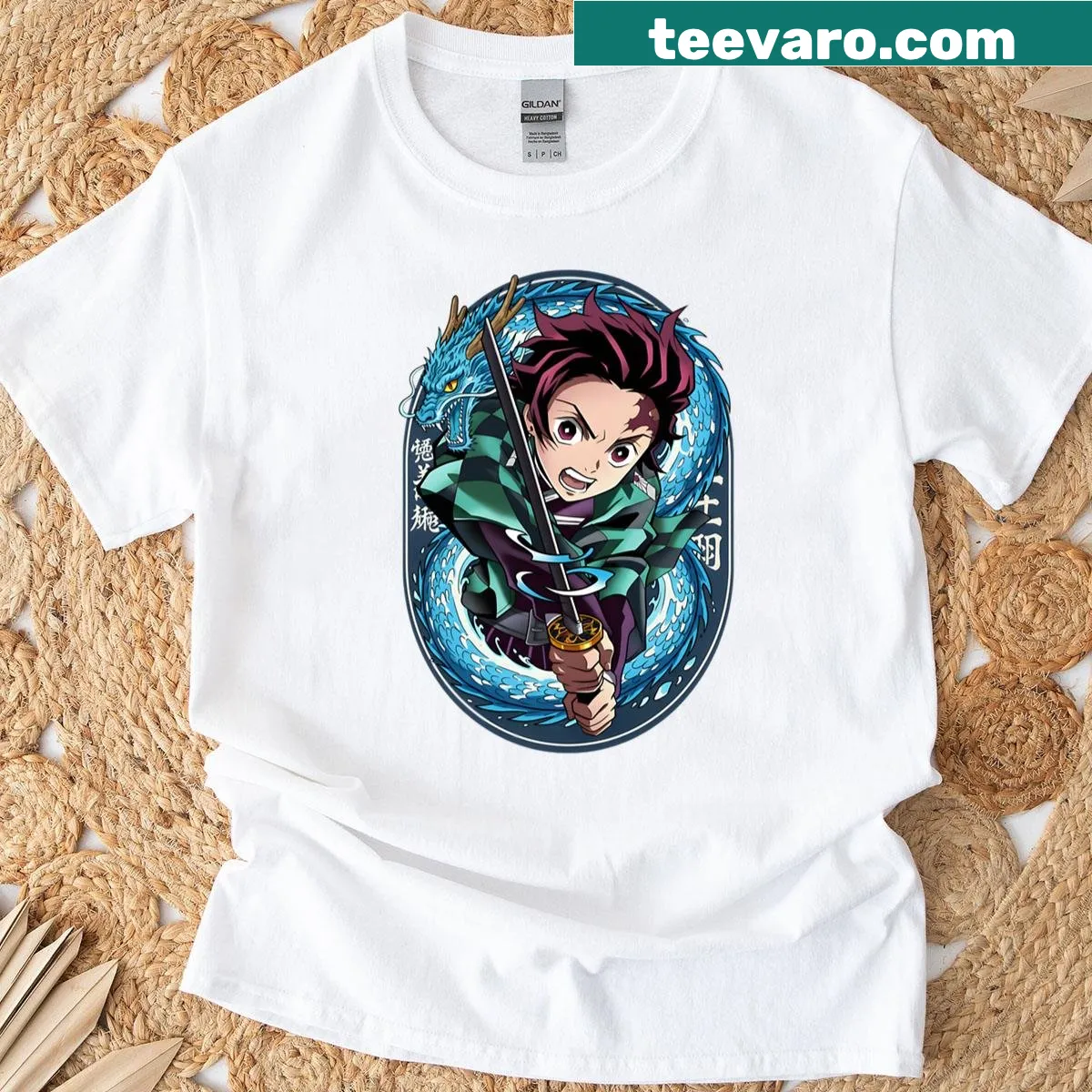 T-shirt with gentle heart graphic surrounded by abstract flames — on a men's t-shirt