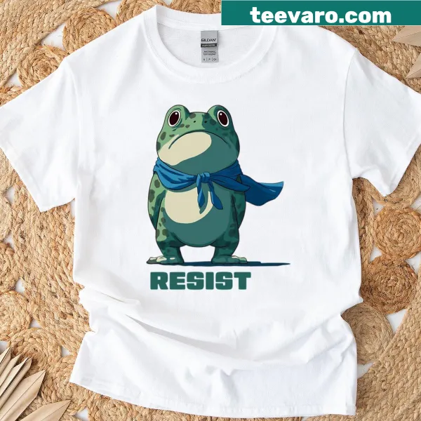 Playful frog protest graphic with the words "Resist Portland".