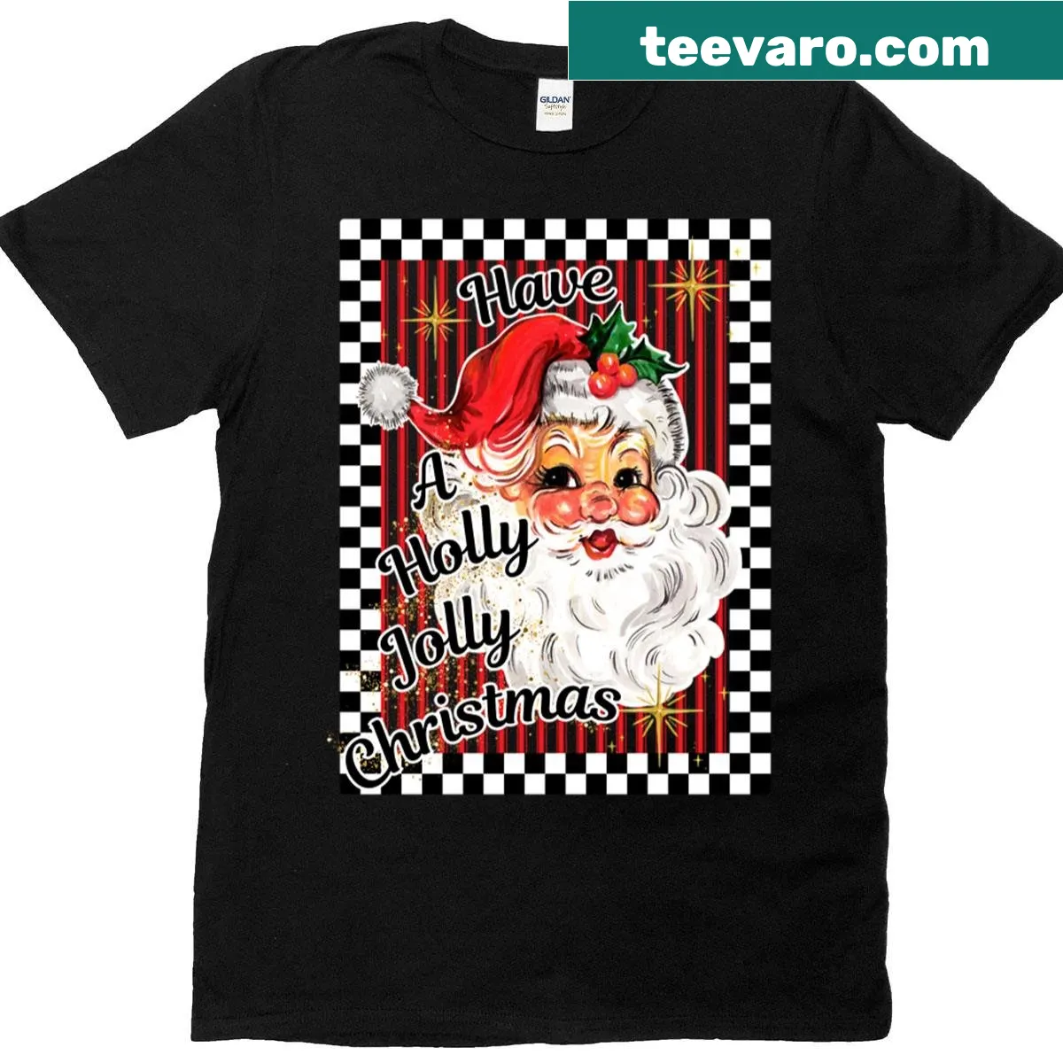 Vintage Santa Claus t-shirt with a cheerful Christmas message — on a men's t-shirt