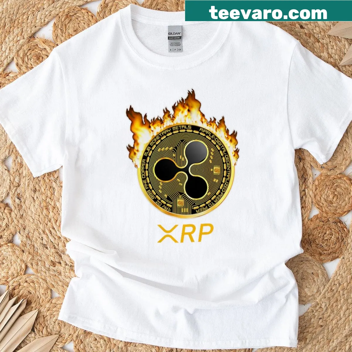 Crypto currency shirt featuring Ripple XRP logo — on a men's t-shirt