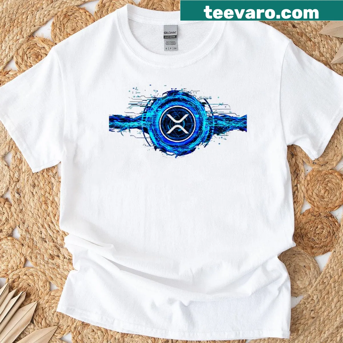 Ripple XRP logo t-shirt for cryptocurrency enthusiasts — on a men's t-shirt