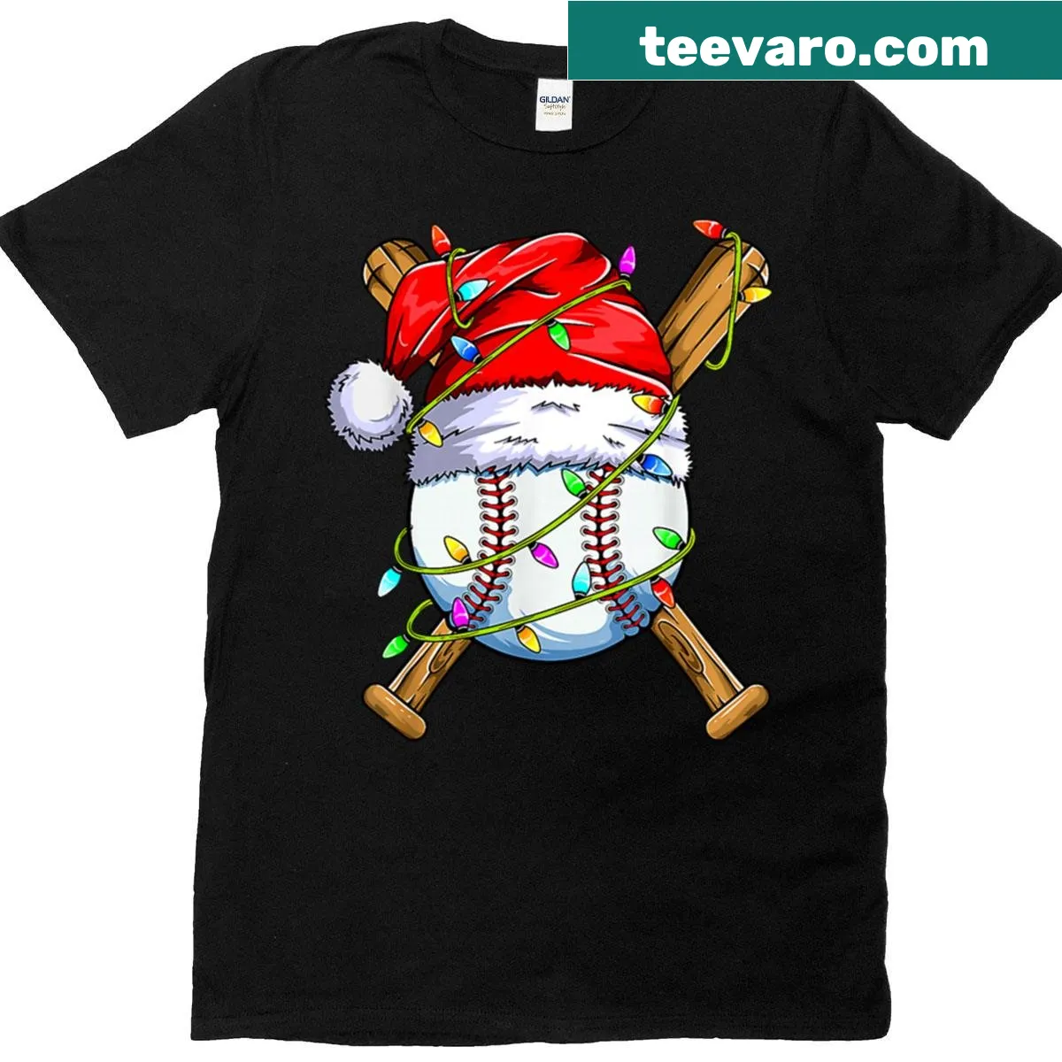 Santa baseball player Christmas T-shirt for boys — on a men's t-shirt