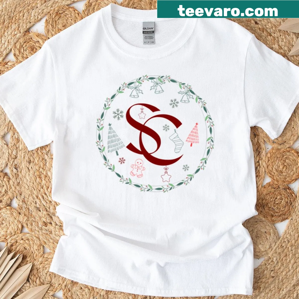 SC color logo design T-shirt featuring a bold typography logo — on a men's t-shirt