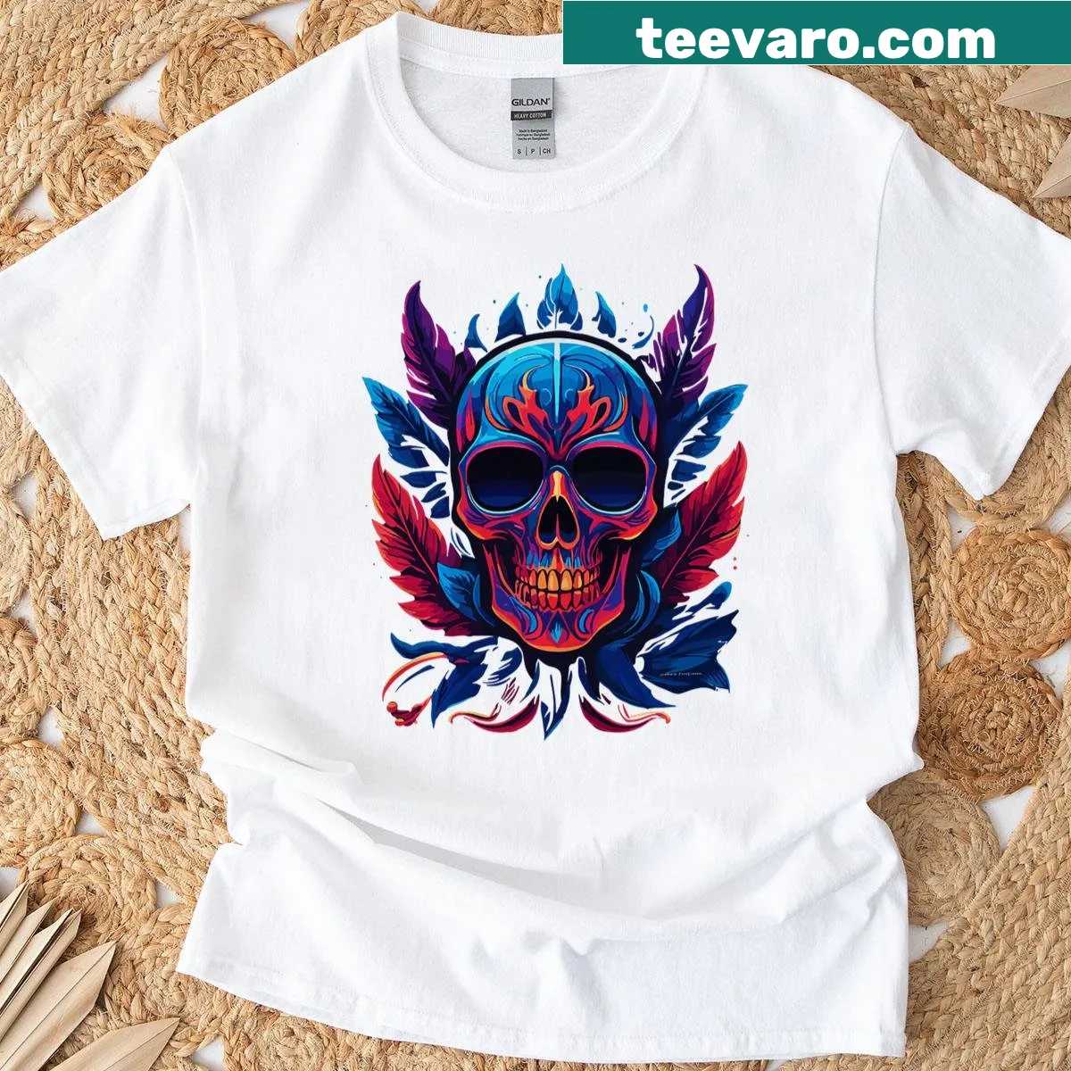 Skull biker logo graphic on T-shirt — on a men's t-shirt