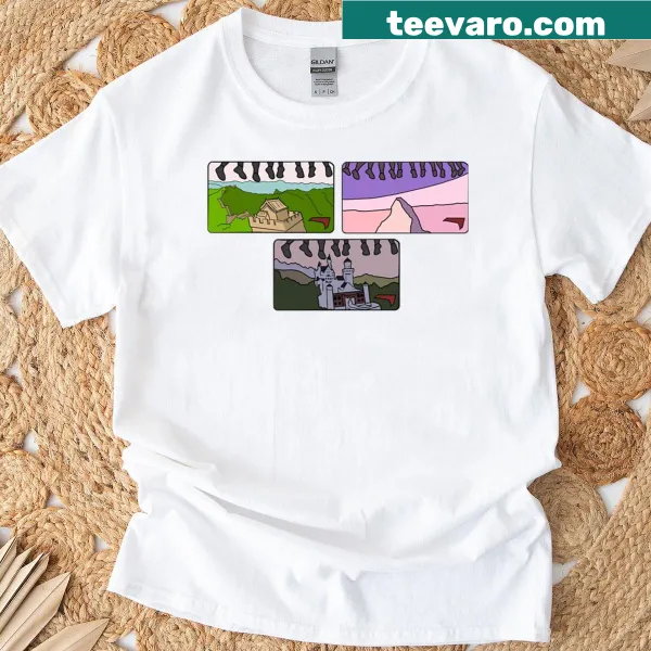 Whimsical sticker collage graphic representing global travel