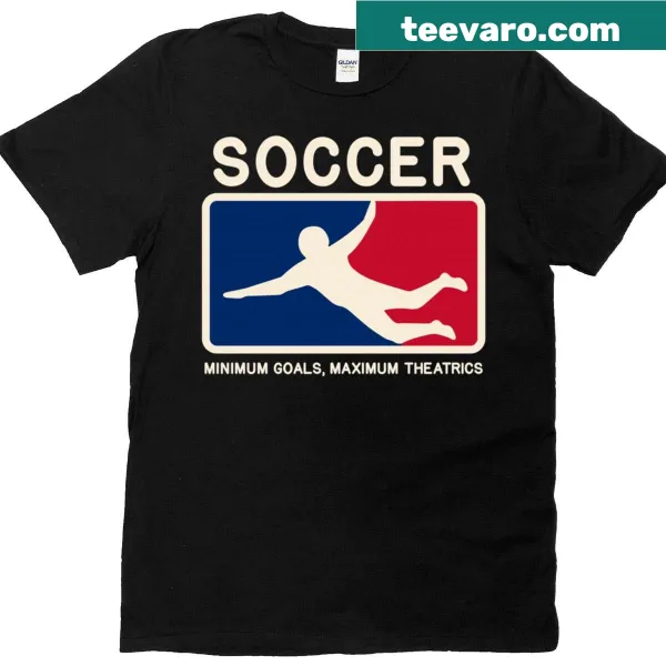 Humorous soccer T-shirt depicting players diving for penalties.