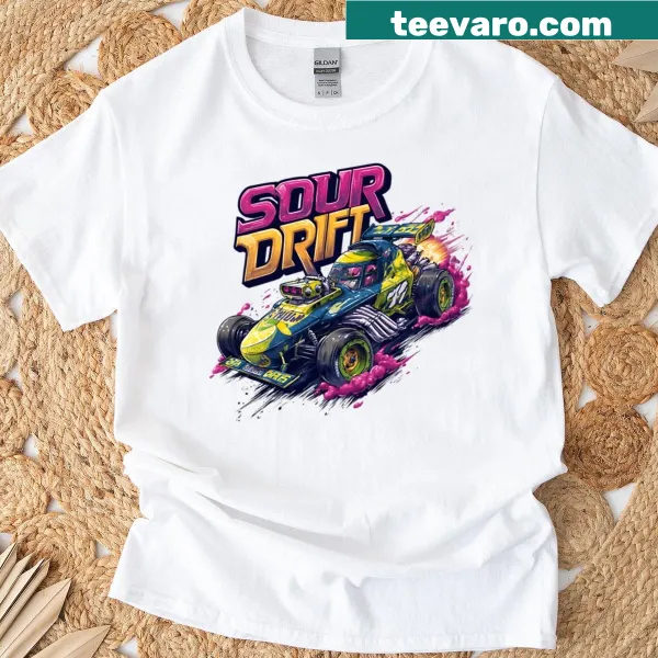 Neon lemon and race car graphic street art T-shirt