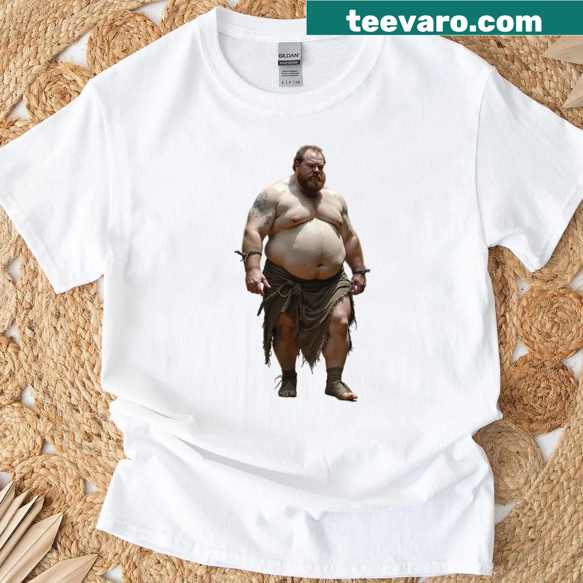 Cartoon graphic of a Space Marine making first contact on a T-shirt — on a men's t-shirt