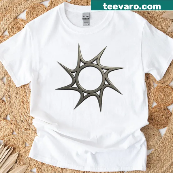 Minimalist 3D logo design on a T-shirt