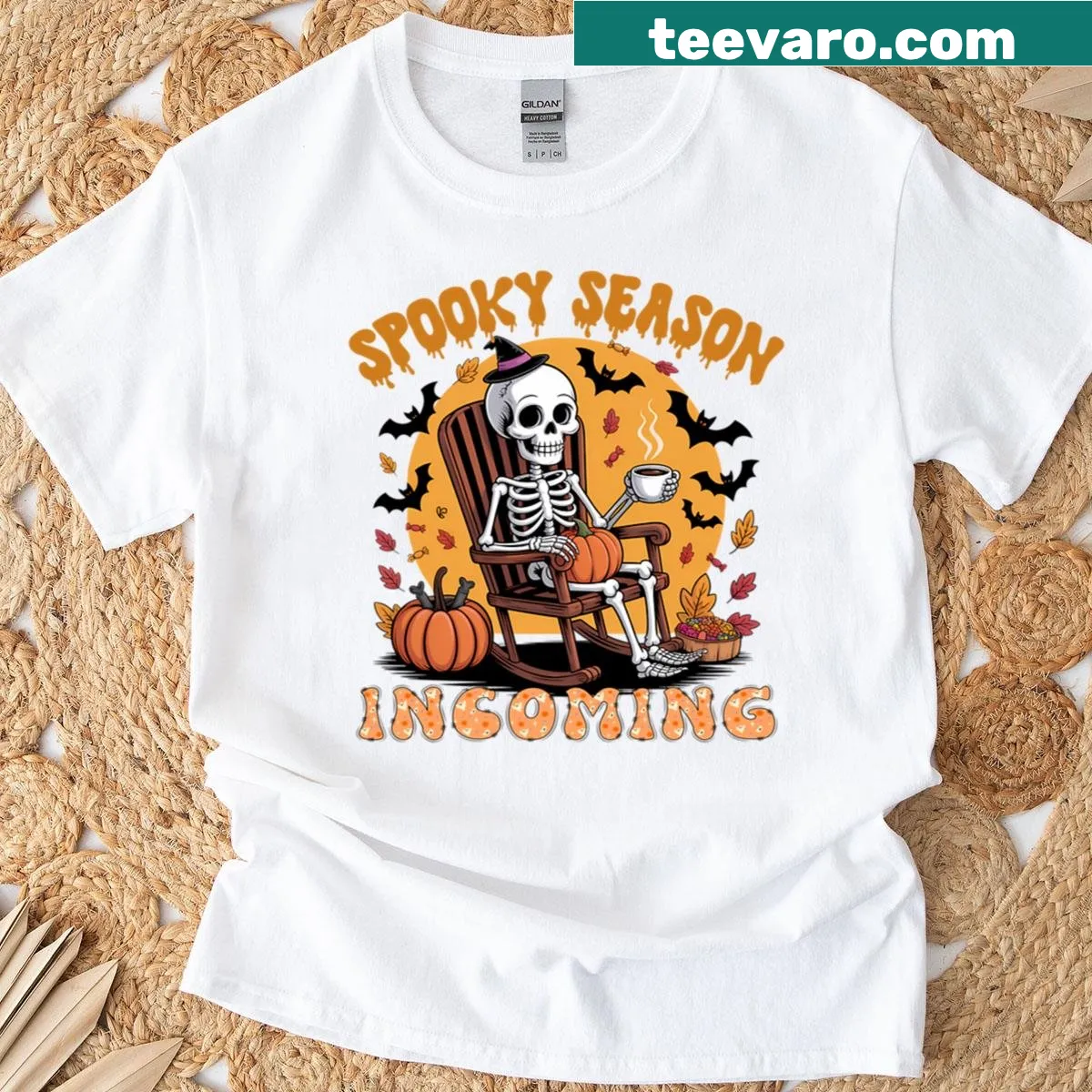 Playful Halloween-themed graphic design on a T-shirt. — on a men's t-shirt