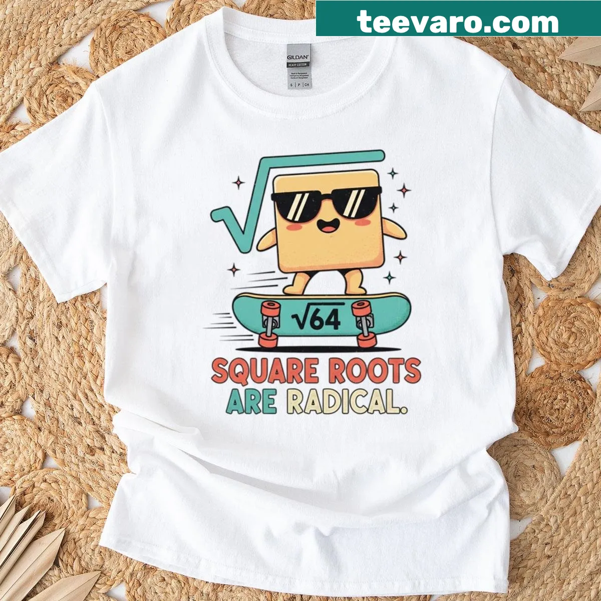 Funny math t-shirt with skateboard design and radical phrase — on a men's t-shirt