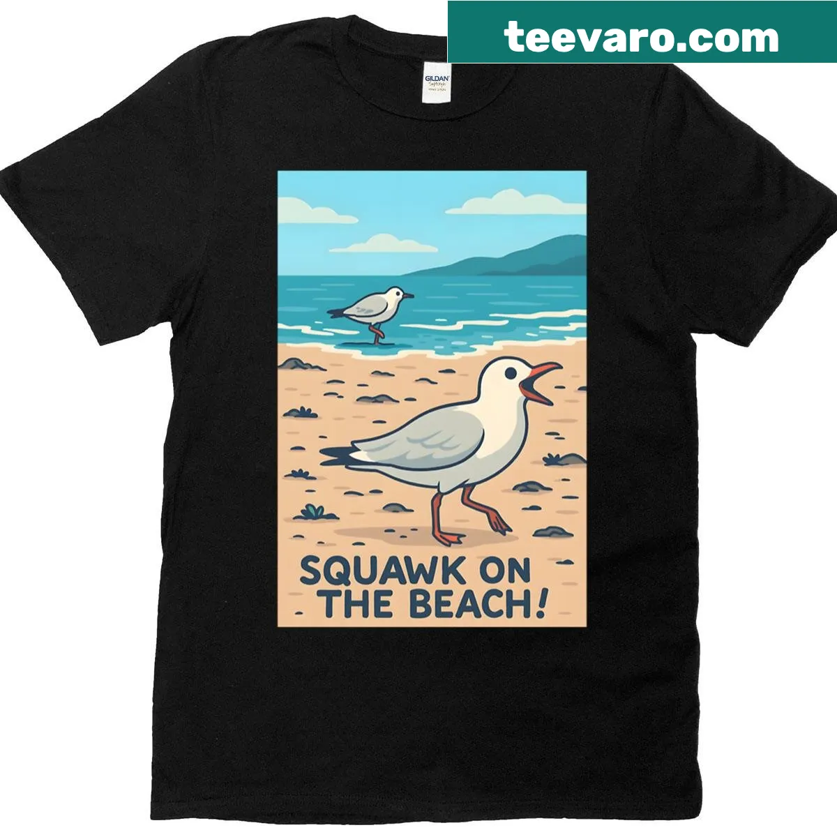 Vintage-style T-shirt with a seagull parodying Sex On The Beach — on a men's t-shirt