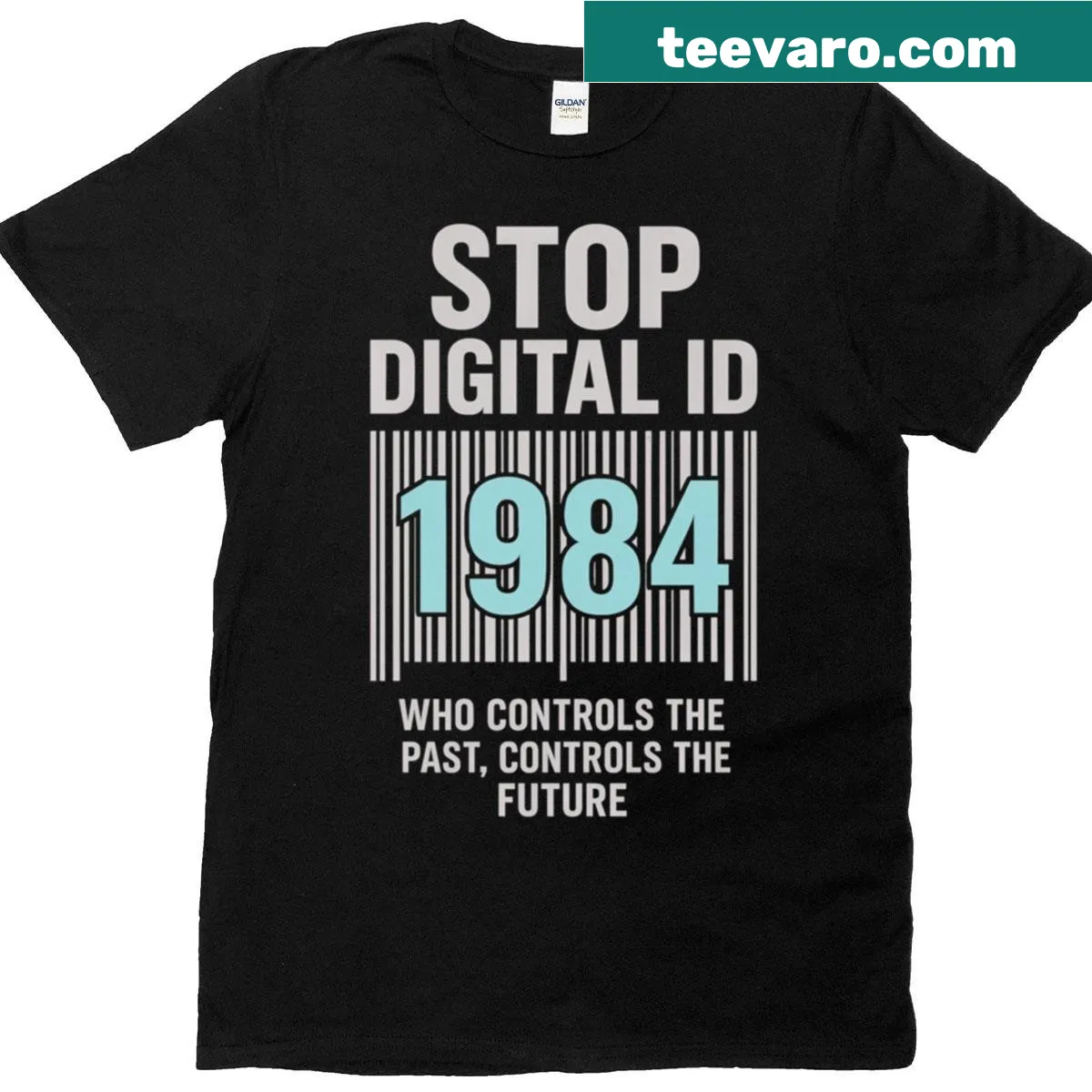 T-shirt with bold text 'Stop Digital Id' advocating for privacy — on a men's t-shirt