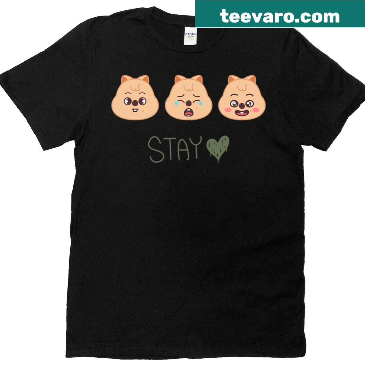 Stray Kids Han as a quokka graphic t-shirt — on a men's t-shirt