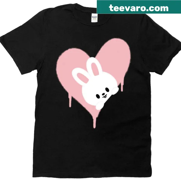 Illustrated Stray Kids Lee Know t-shirt featuring a heart and fun design