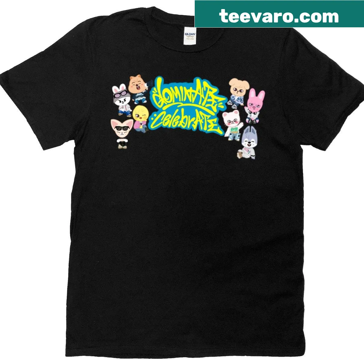 Skzoo character graphic from Stray Kids on a t-shirt — on a men's t-shirt