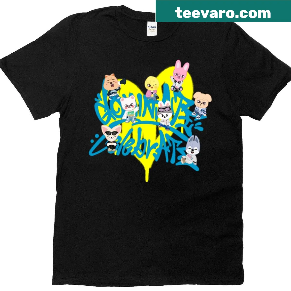 Stray Kids Skzoo heart design t-shirt — on a men's t-shirt