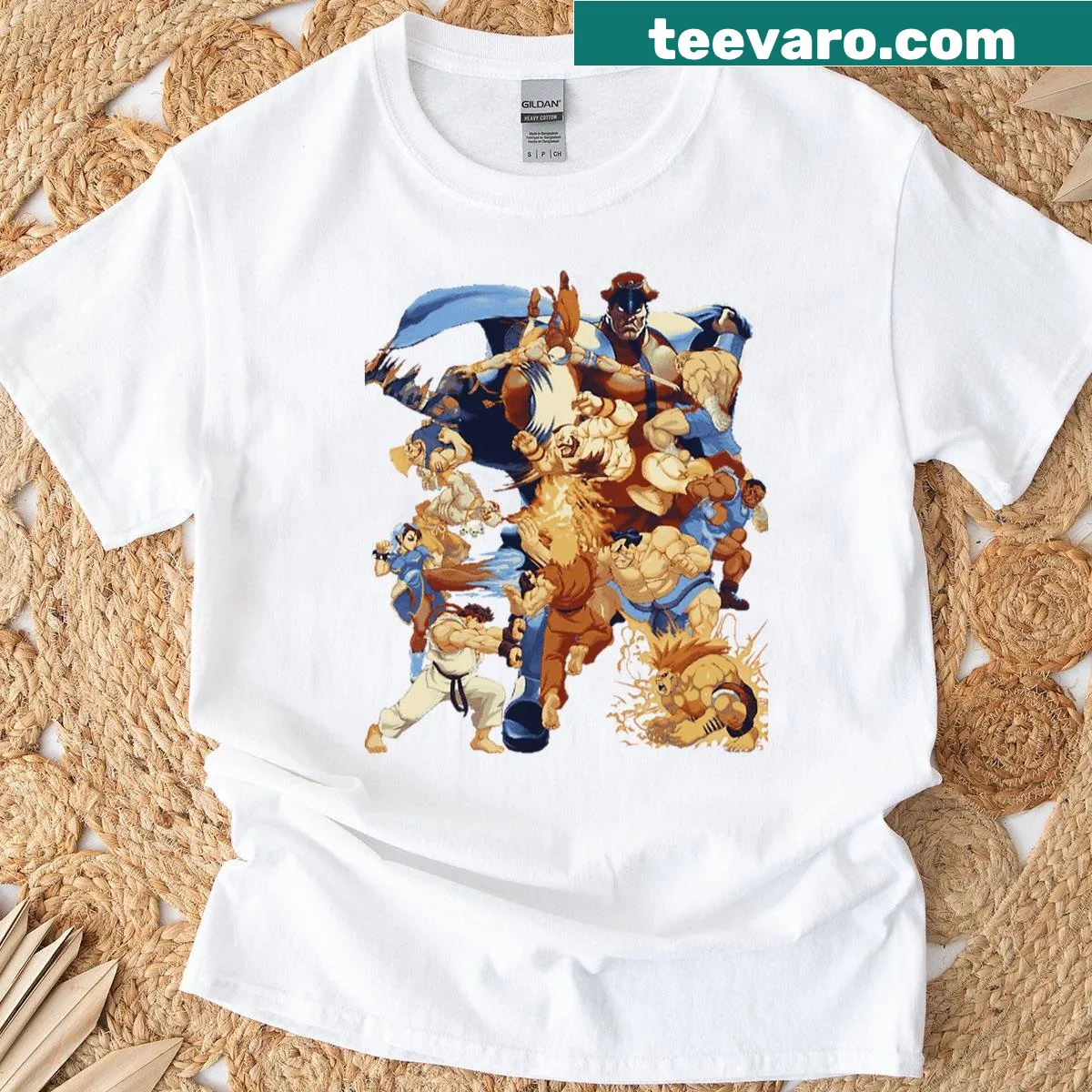 Pixelated attack graphics in a bold design on a t-shirt — on a men's t-shirt