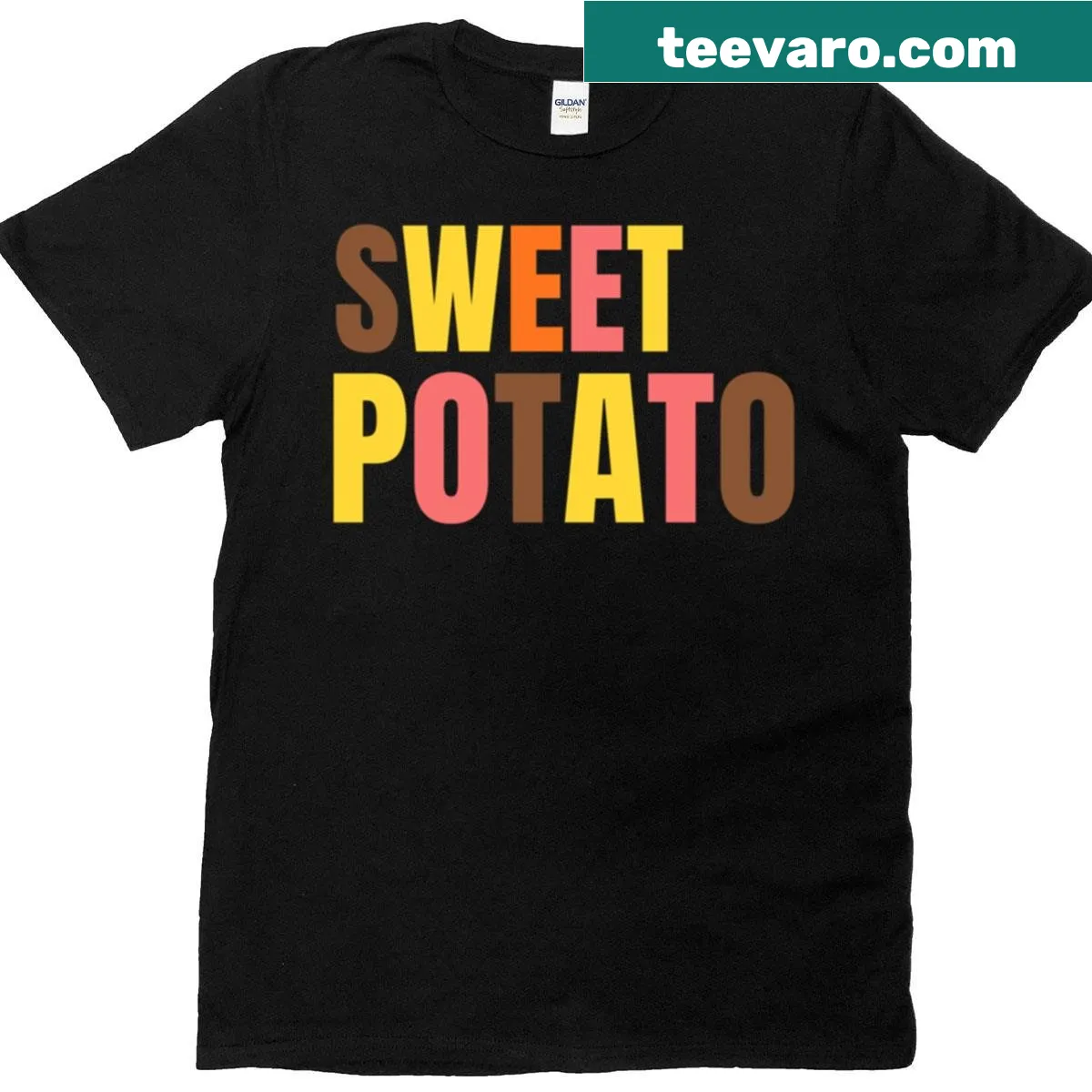 Funny illustration of sweet and grouchy potatoes for Thanksgiving — on a men's t-shirt