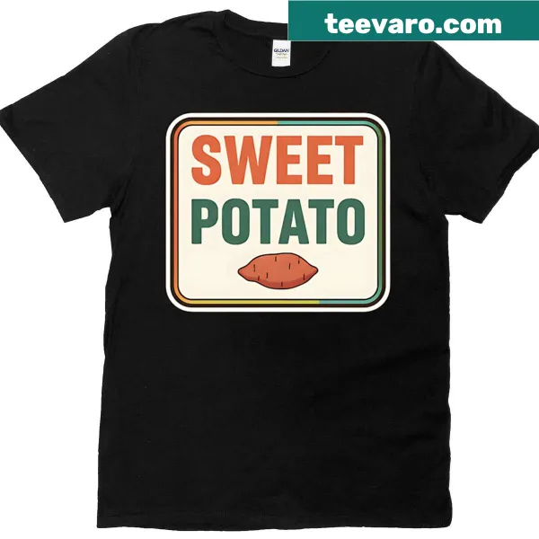 Retro-style sweet potato t-shirt with a funny food pun design.