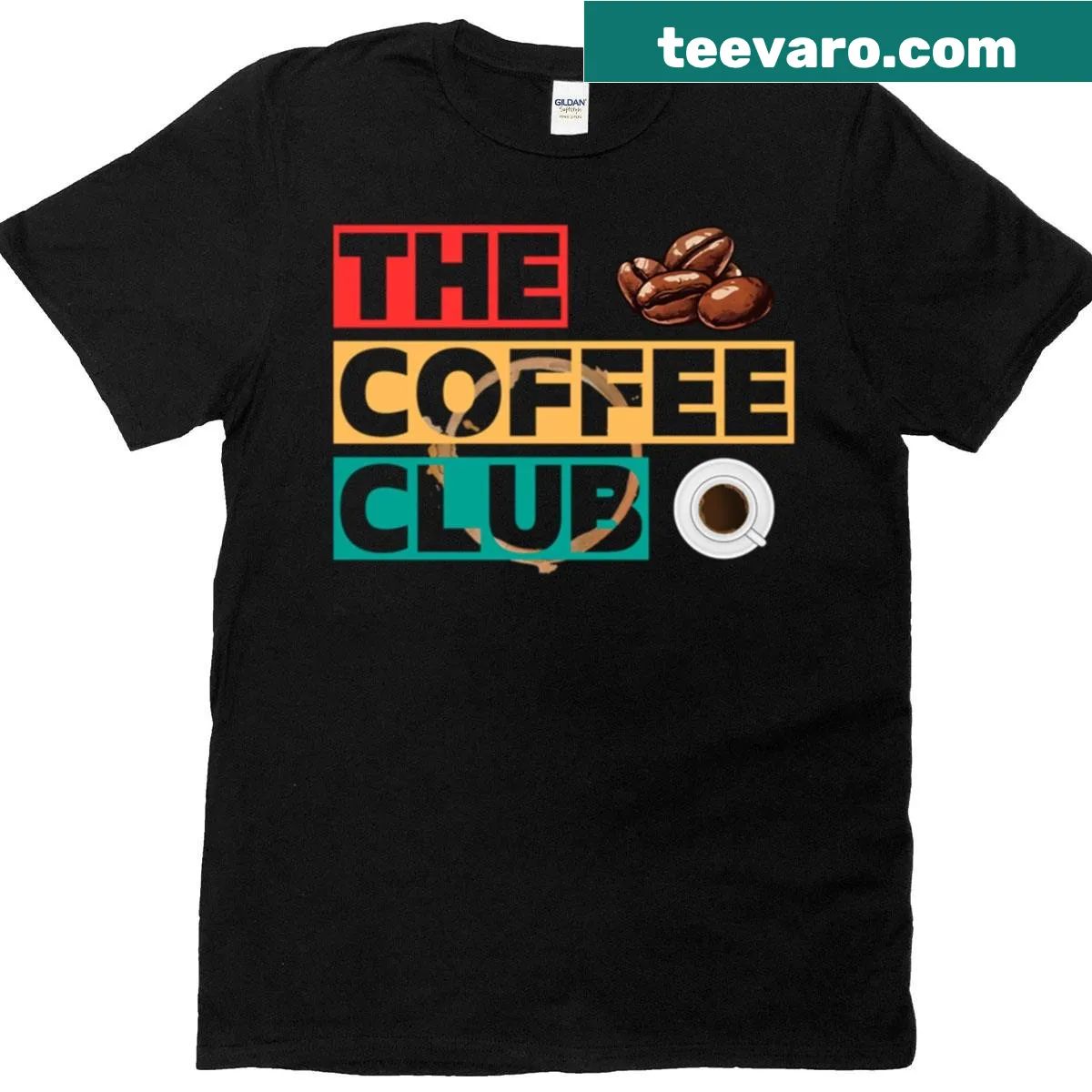 Coffee Club t-shirt with playful typography — on a men's t-shirt