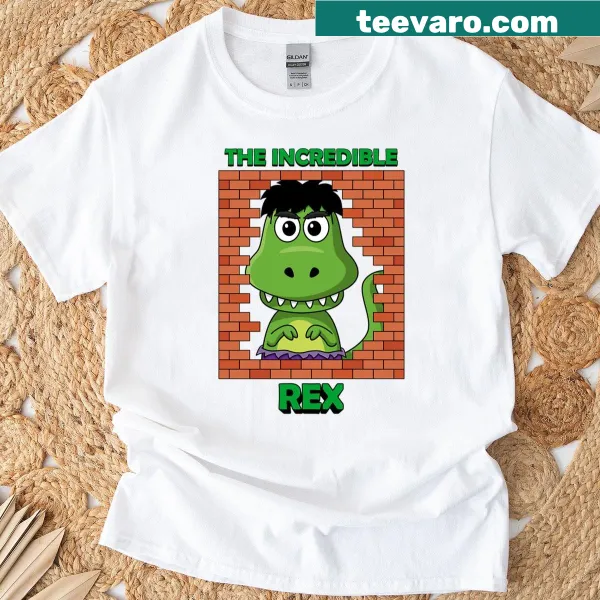 Oversized T-shirt with a playful T-Rex graphic illustration
