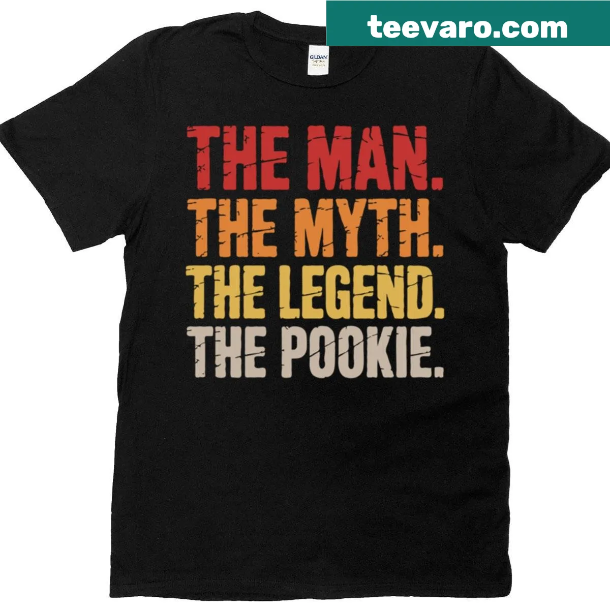 Funny retro Pookie shirt with text declaring 'The Man The Myth The Legend' — on a men's t-shirt