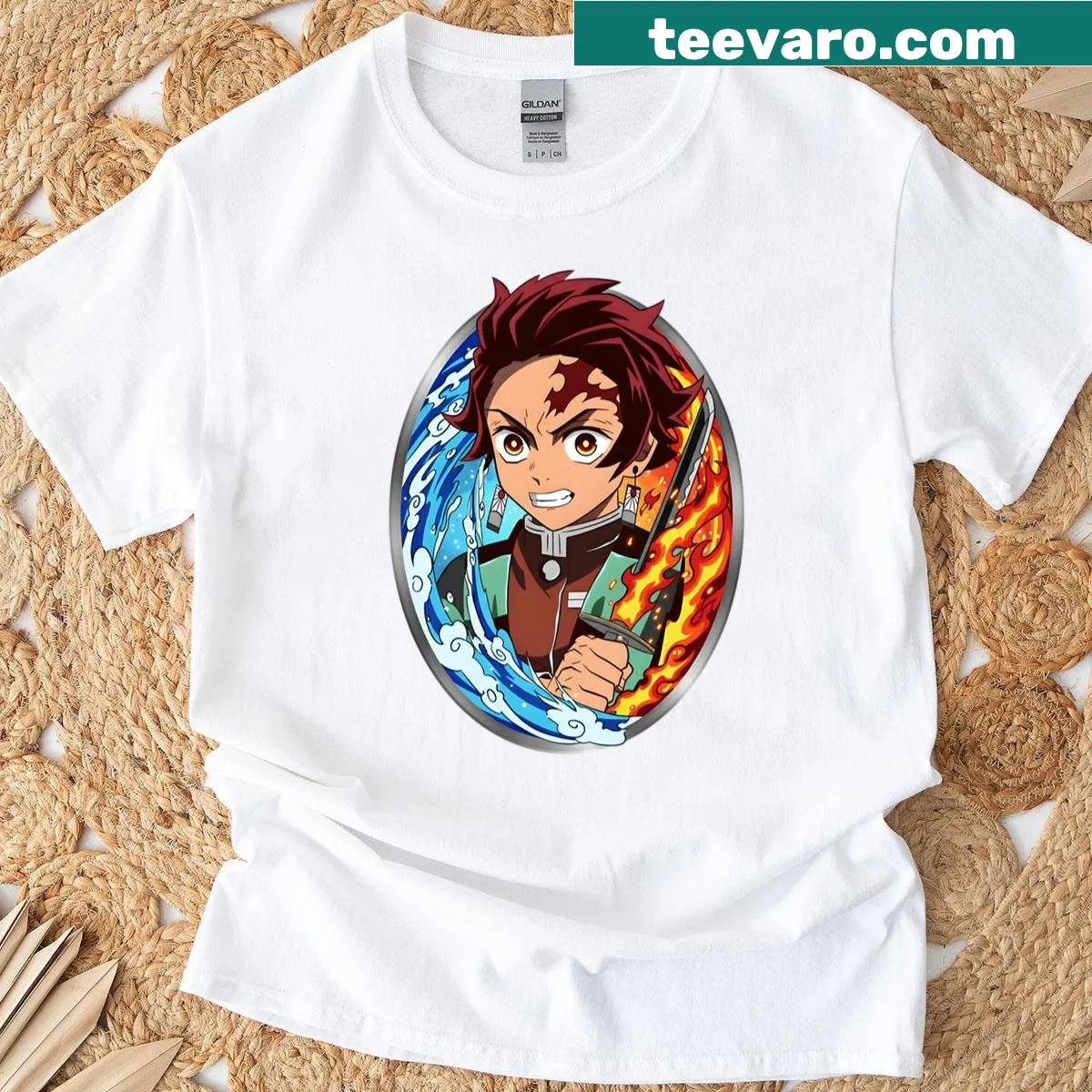 T-shirt featuring Wisteria Warrior graphic with flowers — on a men's t-shirt