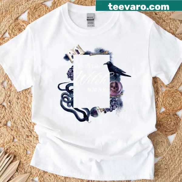 Magic themed graphic t-shirt with witchy illustrations
