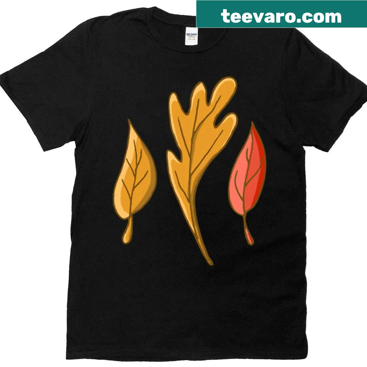 Hand-drawn autumn leaves illustration on a T-shirt — on a men's t-shirt