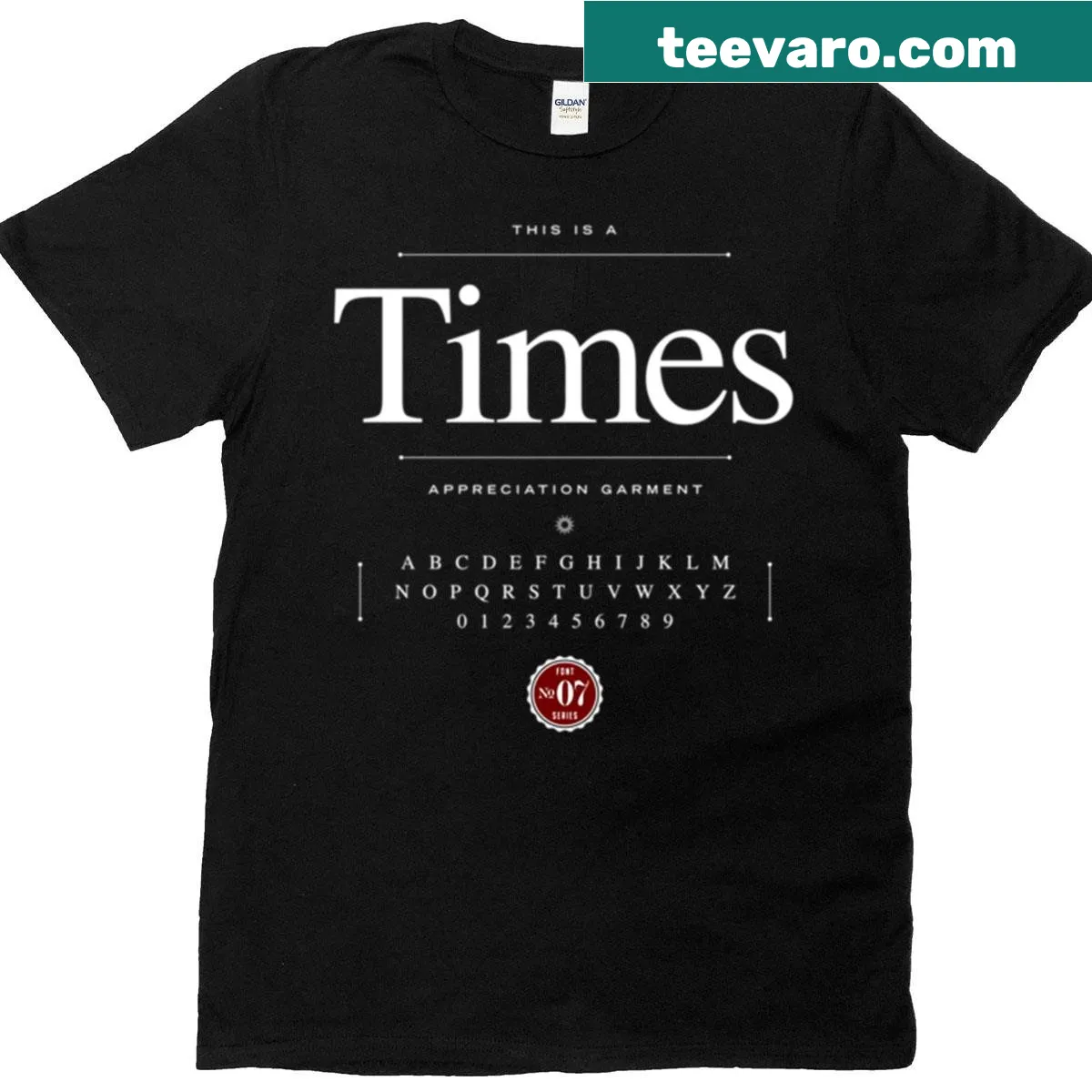 T-shirt featuring the phrase 'Times' in a stylish font design — on a men's t-shirt