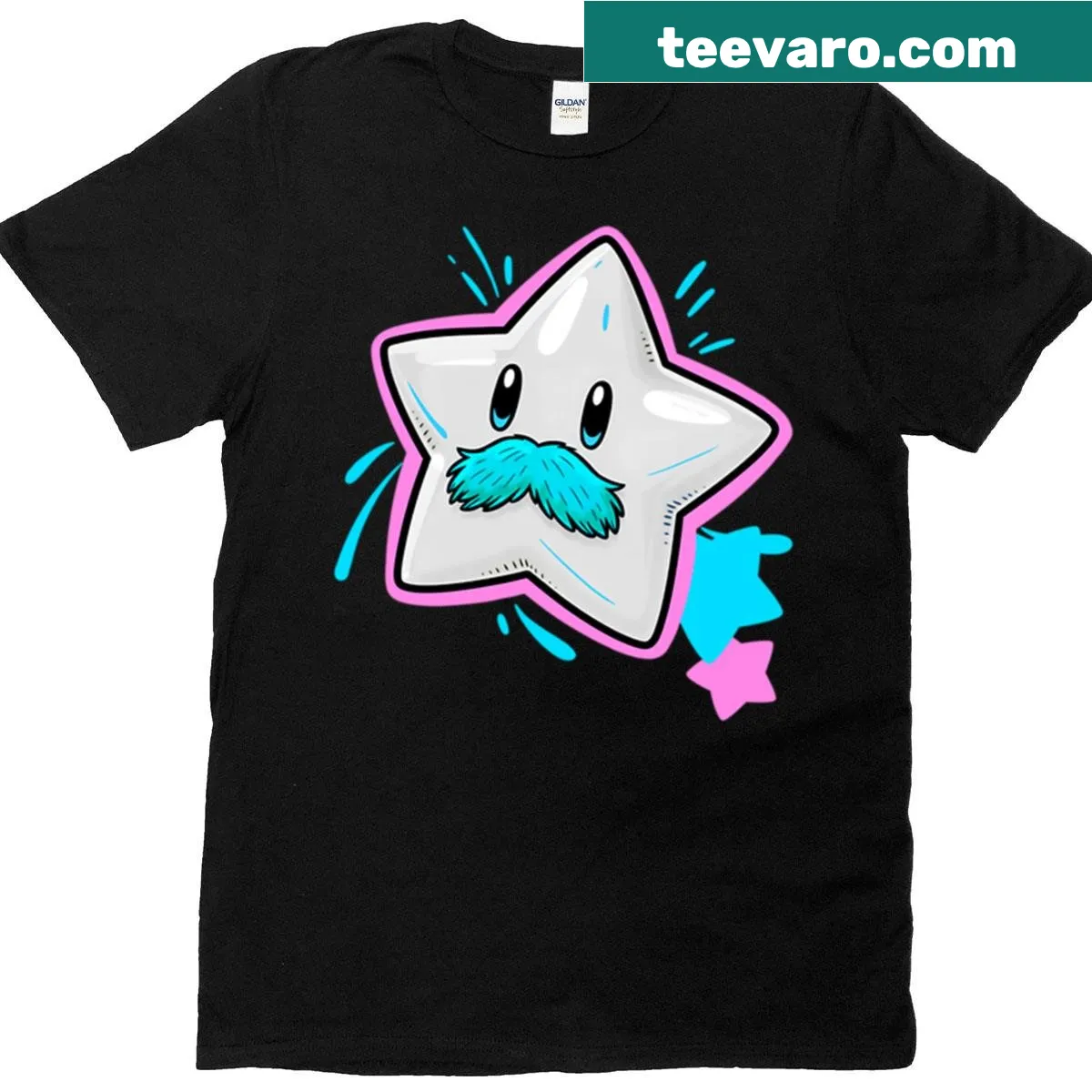 T-shirt with Kalmar design from Paper Mario featuring transgender pride elements — on a men's t-shirt