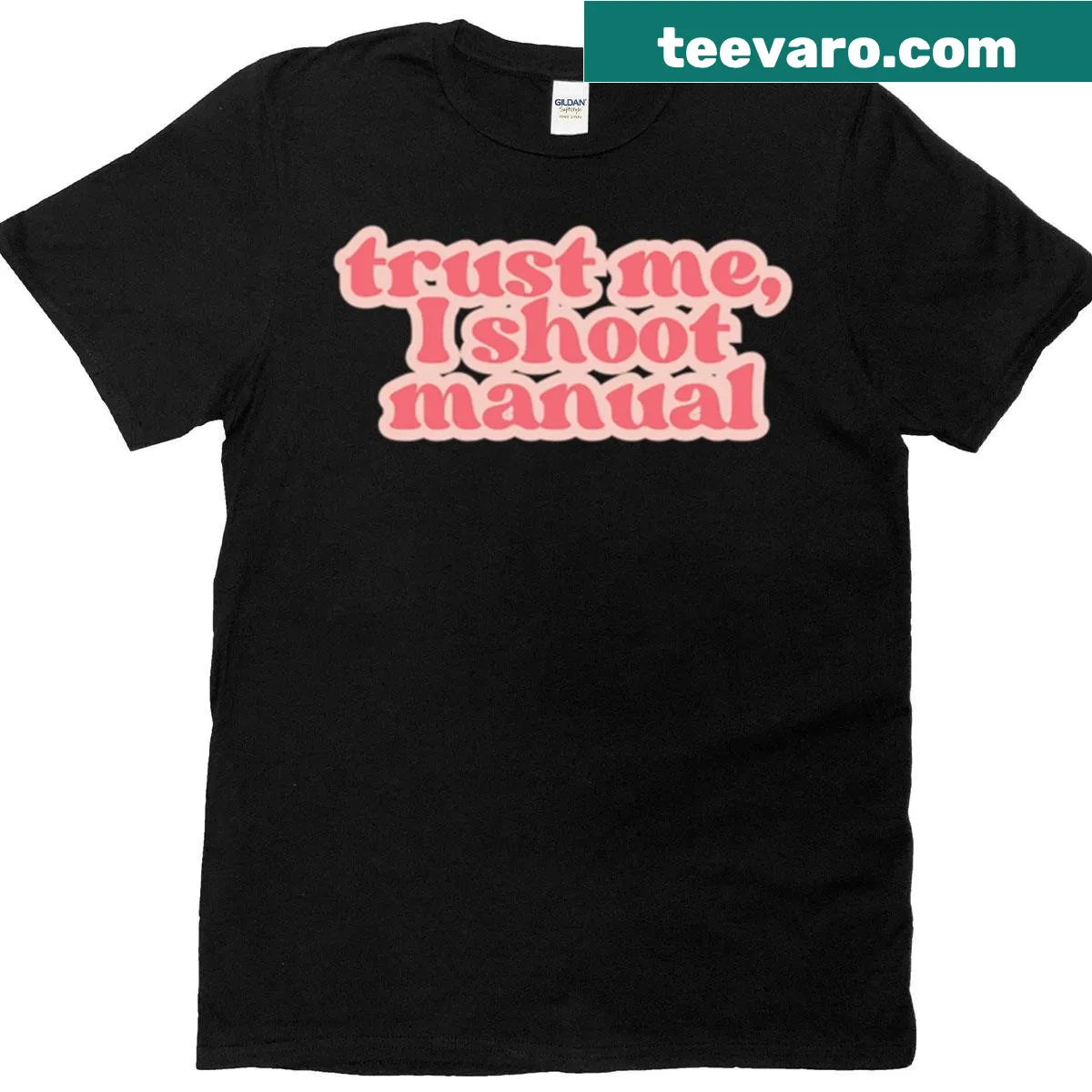 Funny Photographer t-shirt with the phrase 'Trust Me I Shoot Manual' — on a men's t-shirt