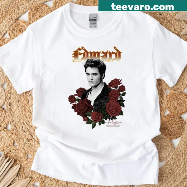Vintage Twilight Edward print T-shirt with gothic roses