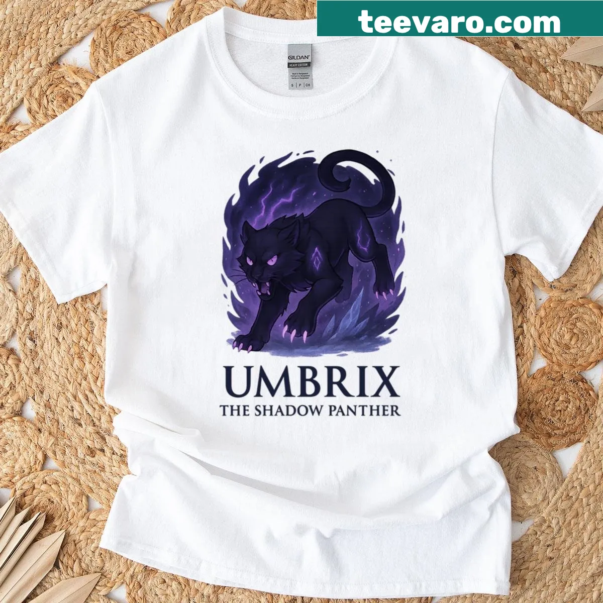 Artistic t-shirt featuring Umbrix, the Shadow Panther — on a men's t-shirt