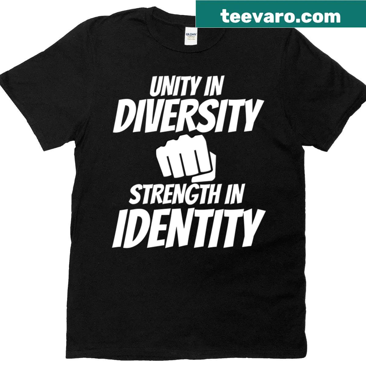 Unity in diversity culture quote graphic on T-shirt — on a men's t-shirt