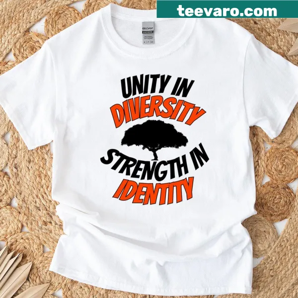 Typographic design emphasizing unity and diversity on a T-shirt