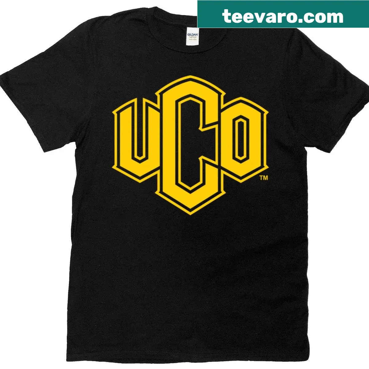 University of Central Oklahoma Bronchos logo T-shirt — on a men's t-shirt