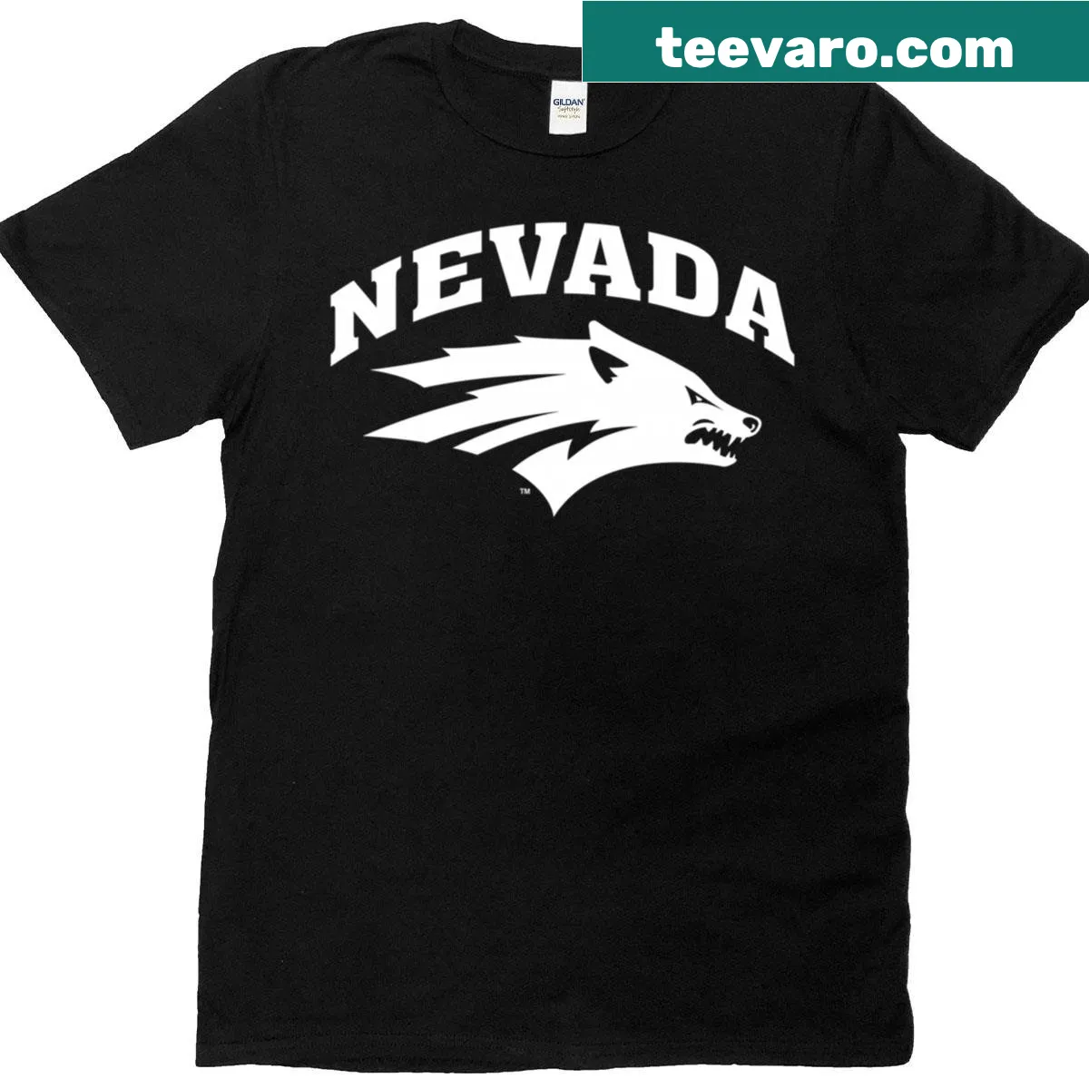 University of Nevada Reno Wolf Pack logo T-shirt — on a men's t-shirt