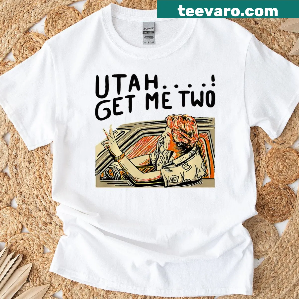 Nostalgic 1980s movie quote T-shirt with playful text — on a men's t-shirt