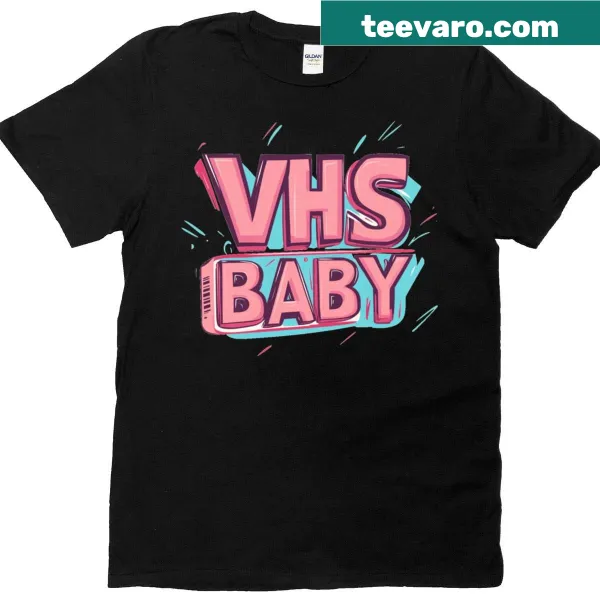 VHS Baby t-shirt featuring bold typography design.