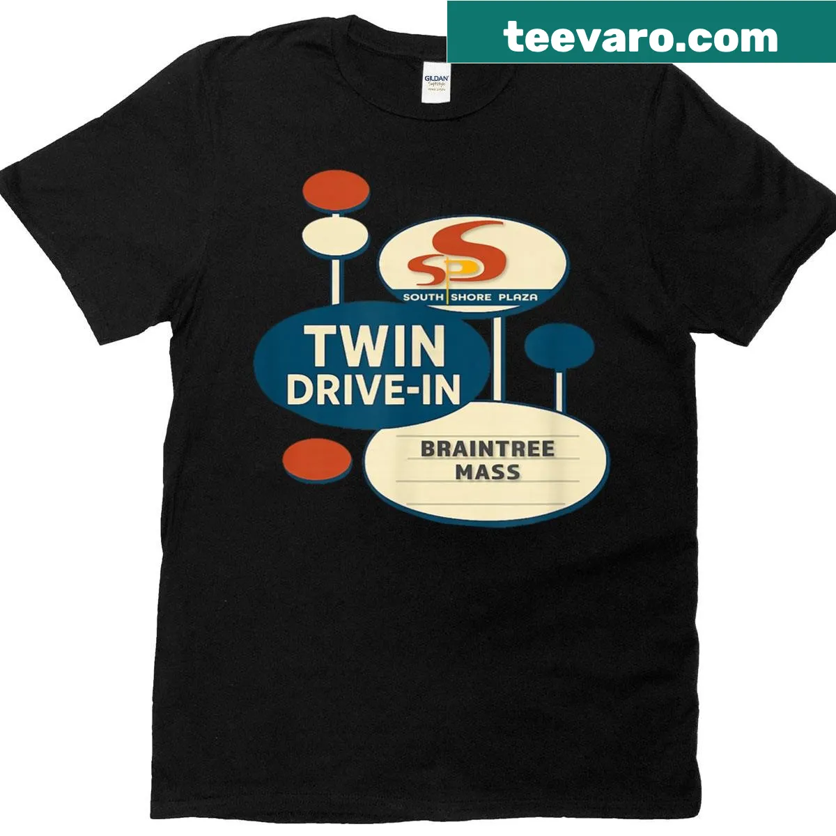 Vintage retro Braintree drive-in movie theatre T-shirt — on a men's t-shirt