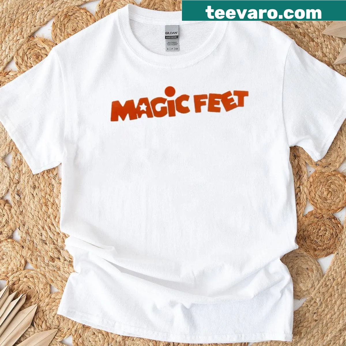 Cartoon vintage dancing feet graphic on a whimsical t-shirt — on a men's t-shirt