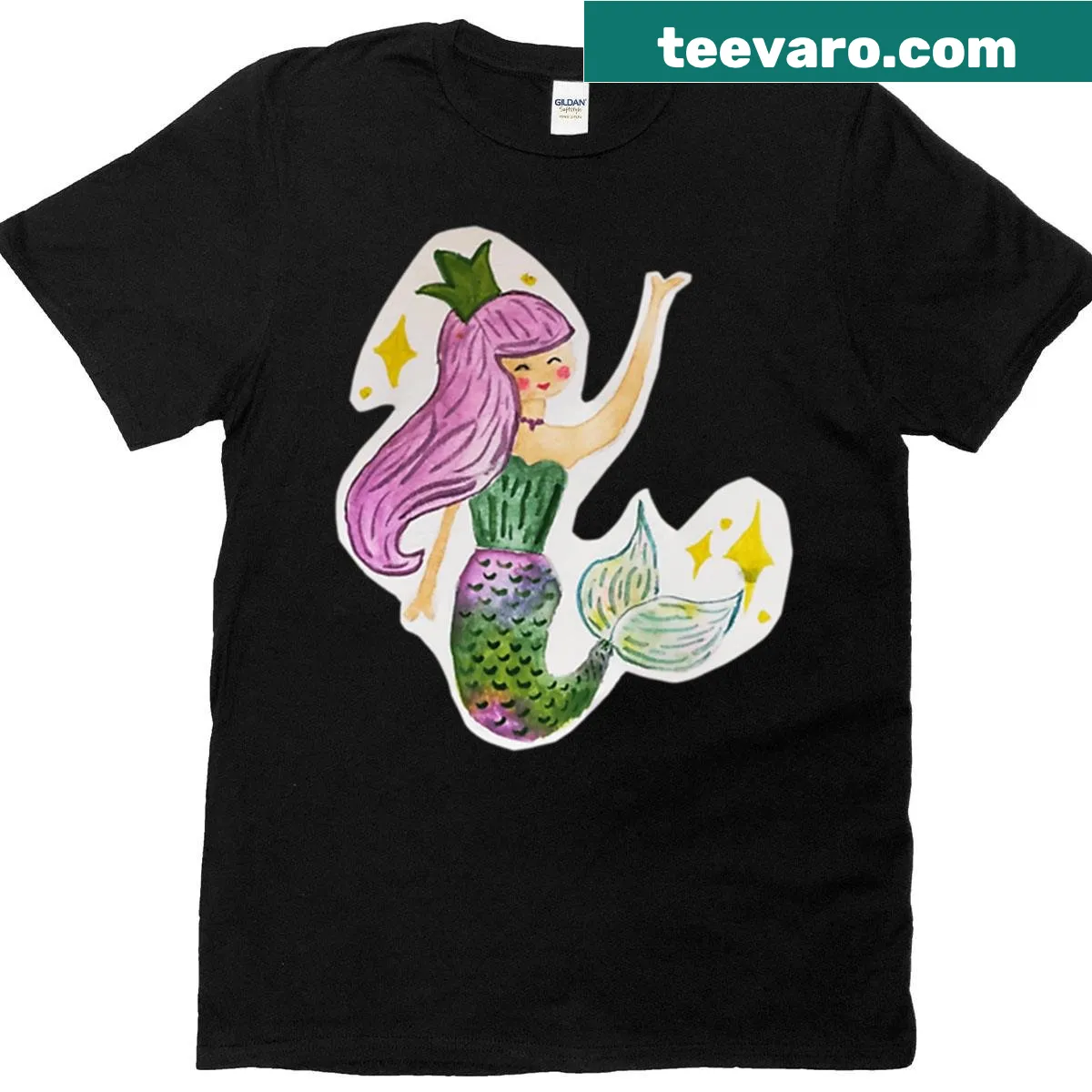 Artistic watercolor design of a mermaid on a T-shirt — on a men's t-shirt